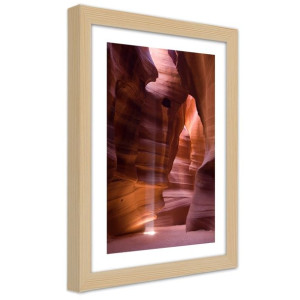 Plakat w ramie naturalnej, Promienie słońca w jaskini - 20x30