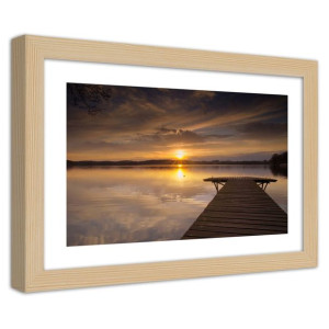 Plakat w ramie naturalnej, Pomost na jeziorze - 30x20