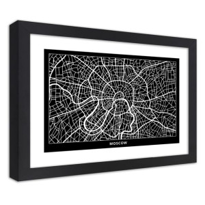 Plakat w ramie czarnej, Plan miasta Moskwa - 30x20