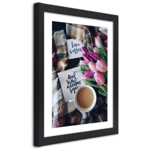 Plakat w ramie czarnej, Poranek przy kawie - 30x45