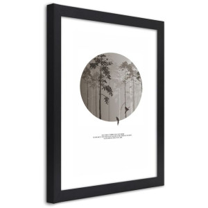 Plakat w ramie czarnej, Ptaki w lesie - 20x30