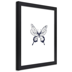 Plakat w ramie czarnej, Narysowany motyl - 30x45