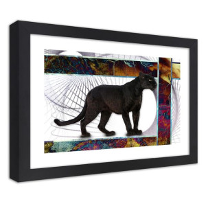 Plakat w ramie czarnej, Czujna pantera - 30x20