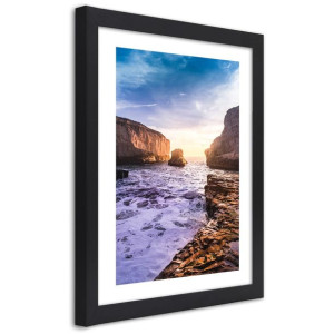 Plakat w ramie czarnej, Ocean i skały - 40x60