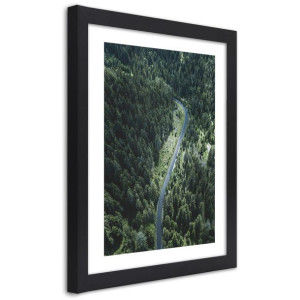 Plakat w ramie czarnej, Droga w lesie - 60x90