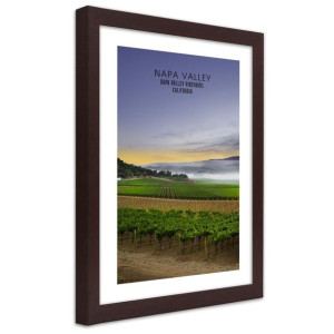 Plakat w ramie brązowej, Wieczór nad Napa Valley - 40x60
