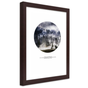 Plakat w ramie brązowej, Las we mgle - 20x30