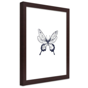 Plakat w ramie brązowej, Narysowany motyl - 60x90