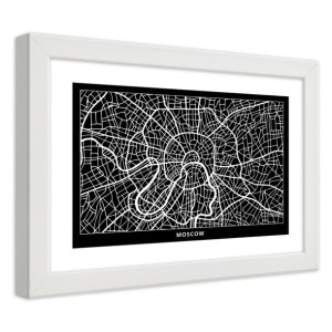 Plakat w ramie białej, Plan miasta Moskwa - 100x70