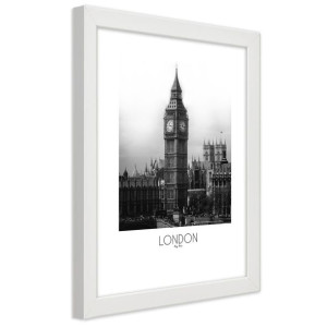 Plakat w ramie białej, Legendarny Big Ben - 30x45