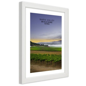 Plakat w ramie białej, Wieczór nad Napa Valley - 60x90