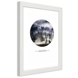 Plakat w ramie białej, Las we mgle - 30x45