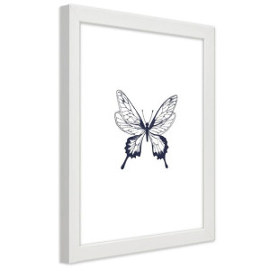 Plakat w ramie białej, Narysowany motyl - 30x45