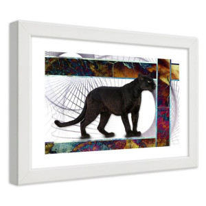 Plakat w ramie białej, Czujna pantera - 30x20