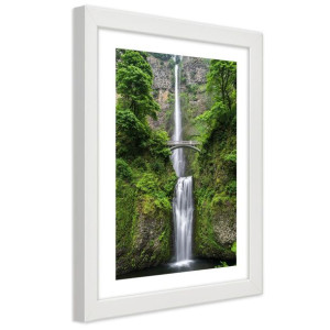 Plakat w ramie białej, Most nad wodospadem - 20x30