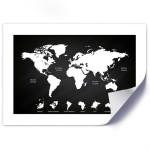 Plakat, Kontrastowa mapa świata i kontynenty - 45x30