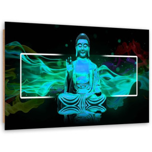 Obraz Deco Panel, Figura medytującego Buddy - niebieski - 120x80