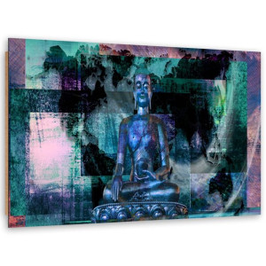 Obraz Deco Panel, Budda i abstrakcyjne tło - niebieskie - 90x60