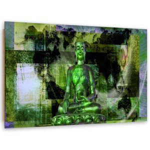 Obraz Deco Panel, Budda i abstrakcyjne tło - zielone - 90x60
