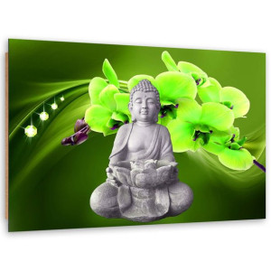 Obraz Deco Panel, Budda z zieloną orchideą - 100x70