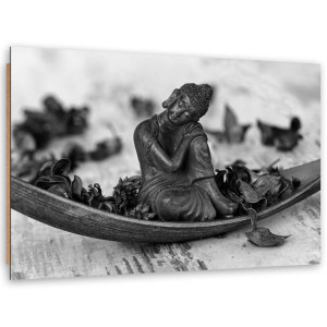 Obraz Deco Panel, Budda i płatki - czarno-biały - 100x70