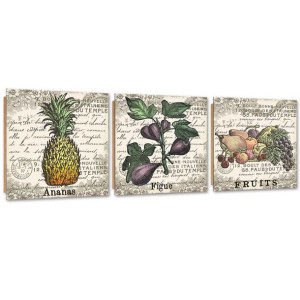 Zestaw obrazów Deco Panel, Owoce Vintage - 150x50