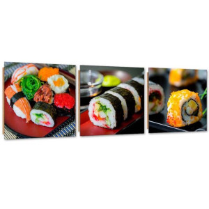 Zestaw obrazów Deco Panel, Kolorowe sushi - 150x50