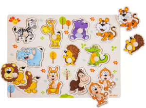 Drewniane PUZZLE  EDUKACYJNE AKUKU 3+