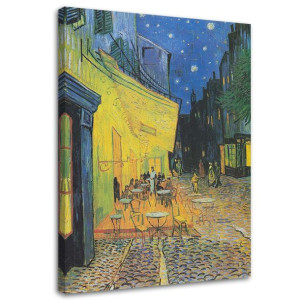 Obraz na płótnie, Taras kawiarni w nocy - V. van Gogh reprodukcja - 80x120