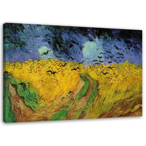 Obraz na płótnie, Pole pszenicy z krukami - V. van Gogh reprodukcja - 100x7