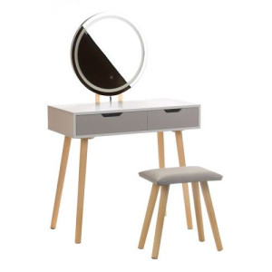 Toaletka kosmetyczna z lustrem LED + taboret A1