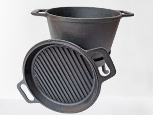 Kociołek Żeliwny 3w1 Stojak+patelnia 8l
