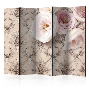 Parawan 5-częściowy - Romantyczny beż II [Room Dividers]