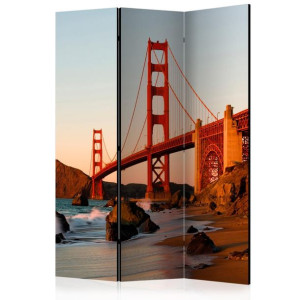 Parawan 3-częściowy - Most Golden Gate - zachód słońca, San Francisco [Room