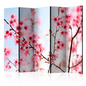 Parawan 5-częściowy - Symbol Japonii - kwiaty wiśni sakura II [Room Divider