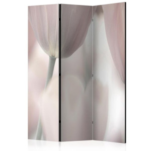 Parawan 3-częściowy - Tulips fine art - black and white [Room Dividers]