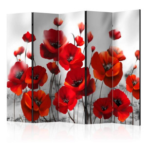 Parawan 5-częściowy - Maki w blasku księżyca II [Room Dividers]