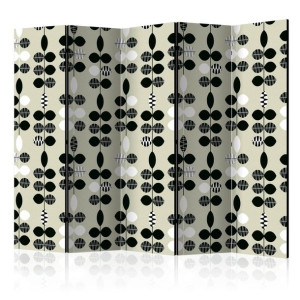 Parawan 5-częściowy - Czarno-białe kropki II [Room Dividers]