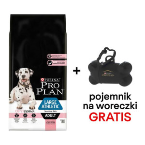 Purina Pro Plan Large Adult Athletic Optiderma, łosoś i ryż 14kg + Pojemnik