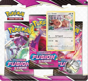 EEVEE +3x BOOSTER karty MONETA +KOD gra POKEMON TCG Fusion Strike