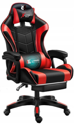 Fotel Gamingowy PRO 2 Gracza Obrotowy CZERWONY + MASAŻ GRATIS