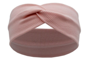 Opaska dziecięca turban na uszy bawełna jasny róż 40/48