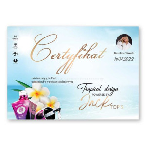 Certyfikat ze szkolenia online Tropical design powered by Jack Top's by Kar