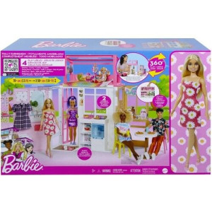 Barbie HCD48 domek kompaktowy + lalka