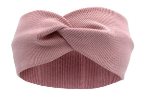 Opaska damska turban na uszy bawełna pudrowy róż 48/56