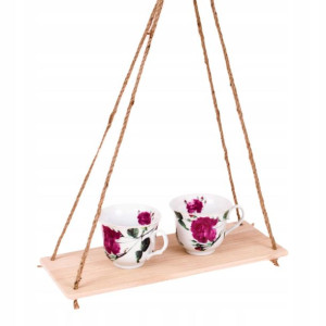 Półka Ścienna Sznurki Loft Boho Drewno Wisząca 35