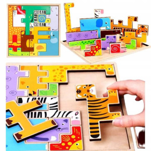 Układanka Drewniana Puzzle Klocki Montessori