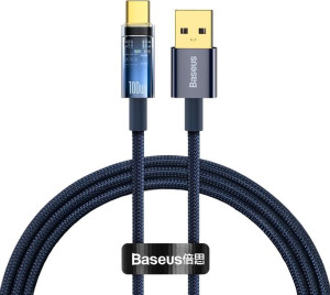 Kabel Baseus Explorer Series USB-A – USB-C 100W 1m niebieski
