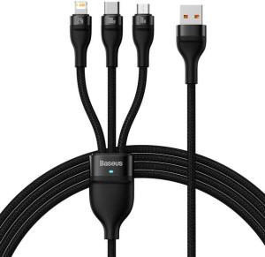 Kabel Baseus Flash Series 3w1 USB-A - USB-C + micro USB + Lightning 100W 1.