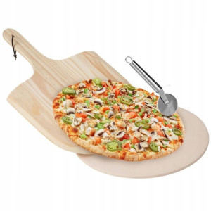 Kamień szamotowy do pieczenia pizzy deska nóż 3 el
